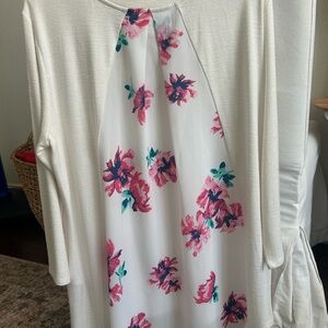 Market & Spruce White Floral Long Sleeve Top